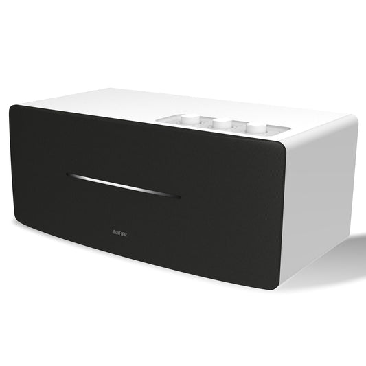 Edifier D12 Bookshelf Speaker Integrated Desktop Stereo Bluetooth Wireless Computer Speaker with Subwoofer Line Out (White)