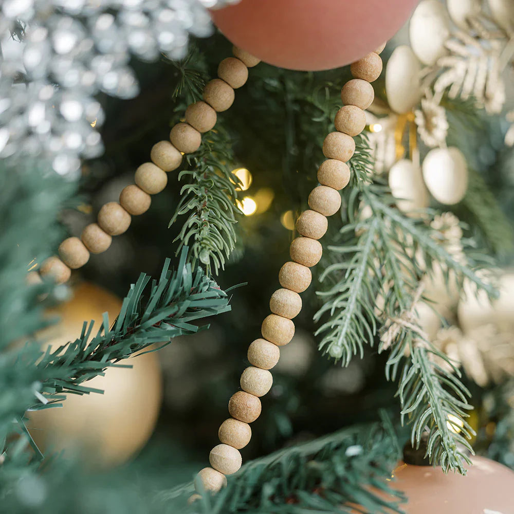 8' Wood Beaded Garland, Set of 2
