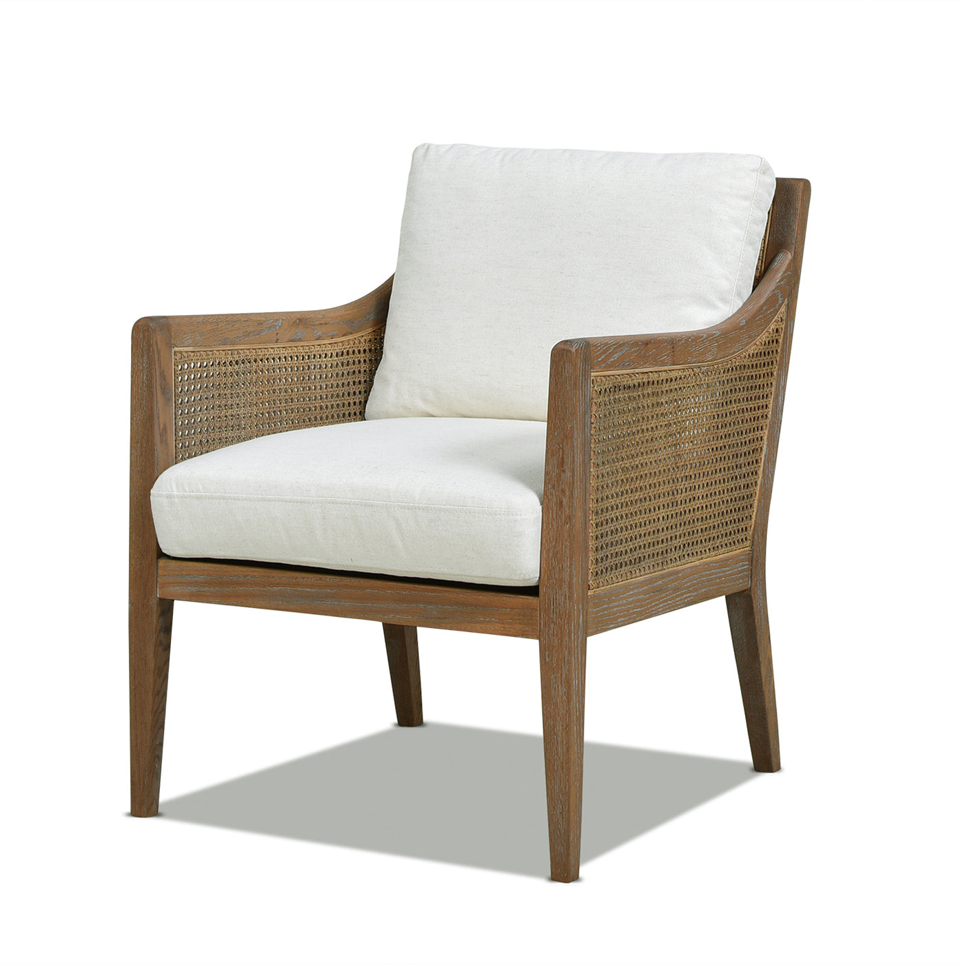Wood & Rattan Accent Chair with Removable Cushion