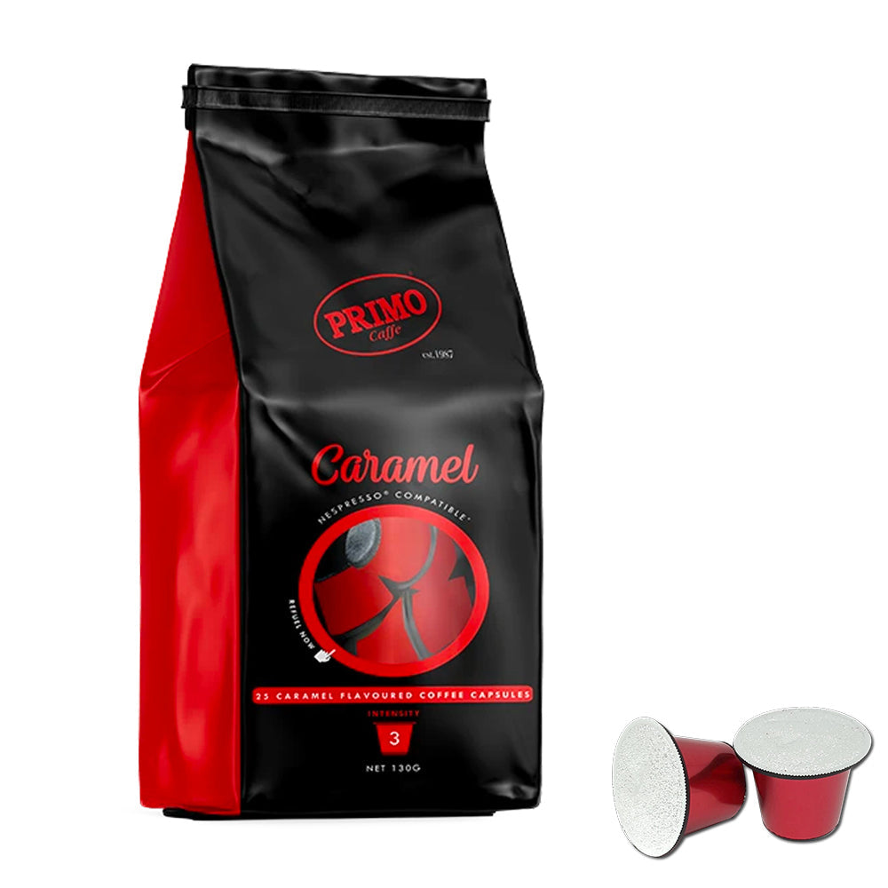Primo Caffe 25 Pieces Caramel Coffee Capsules for Nespresso Machine