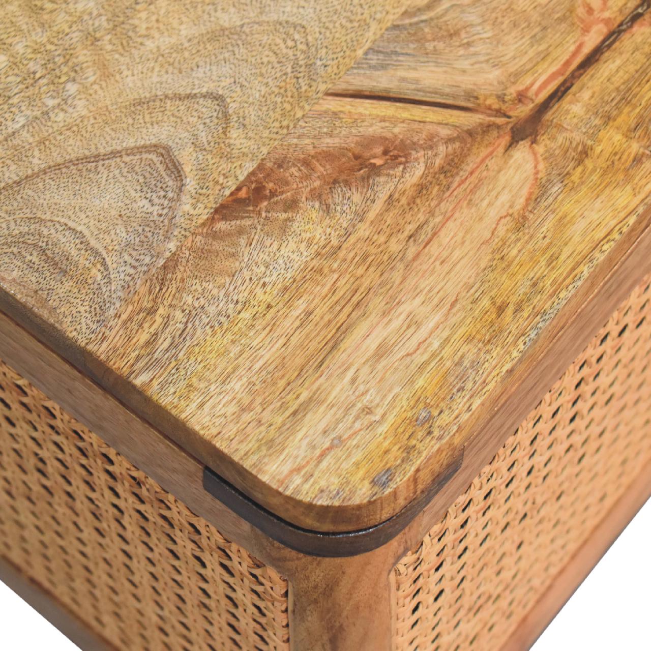 Decipher Wood and Rattan Lid-up Storage Stool