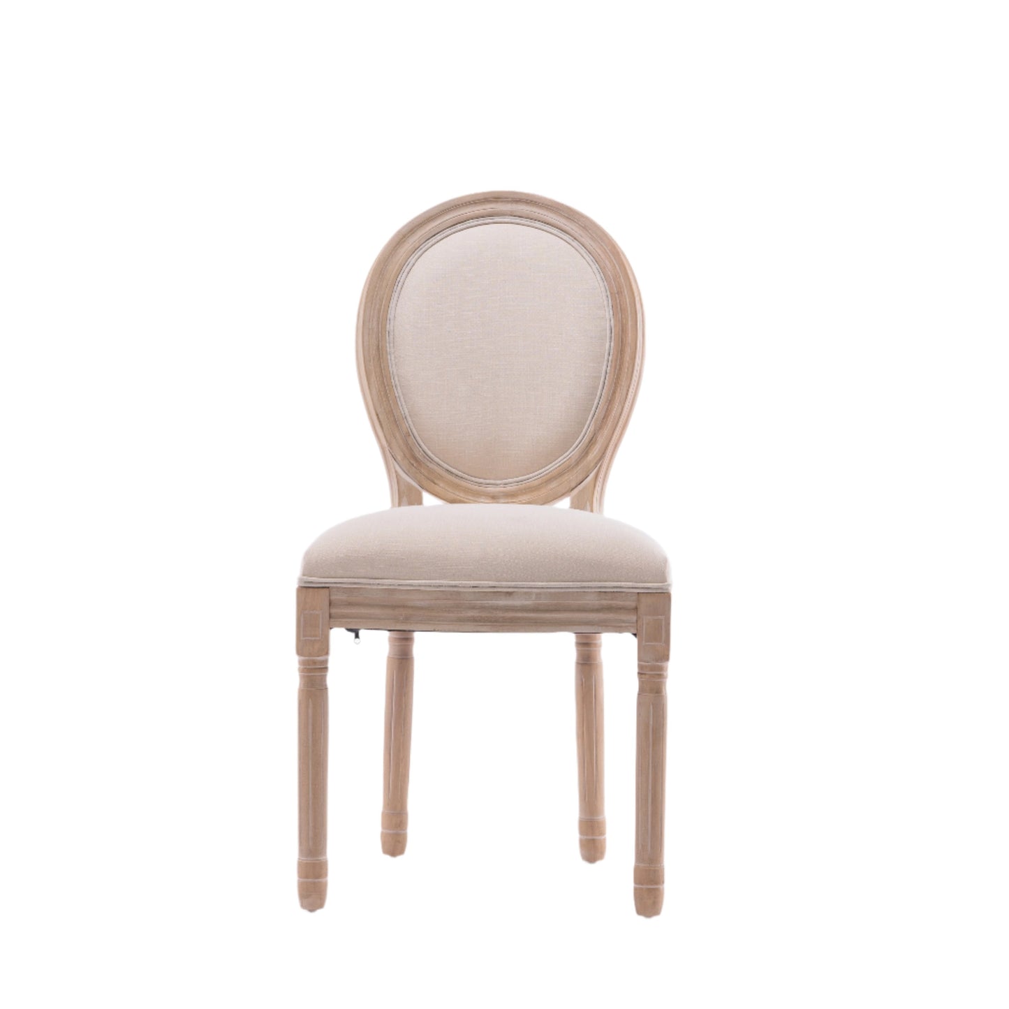Upholstered Dining Chair with Oval Back and Solid Wood Frame, Set of 2