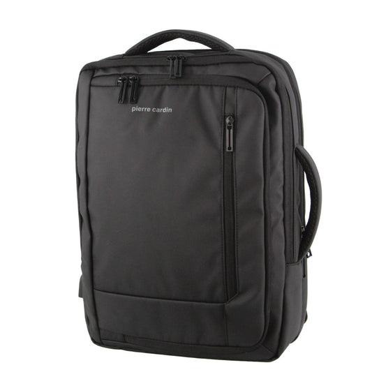Pierre Cardin 15" Laptop Briefcase Backpack with USB Port (Black)