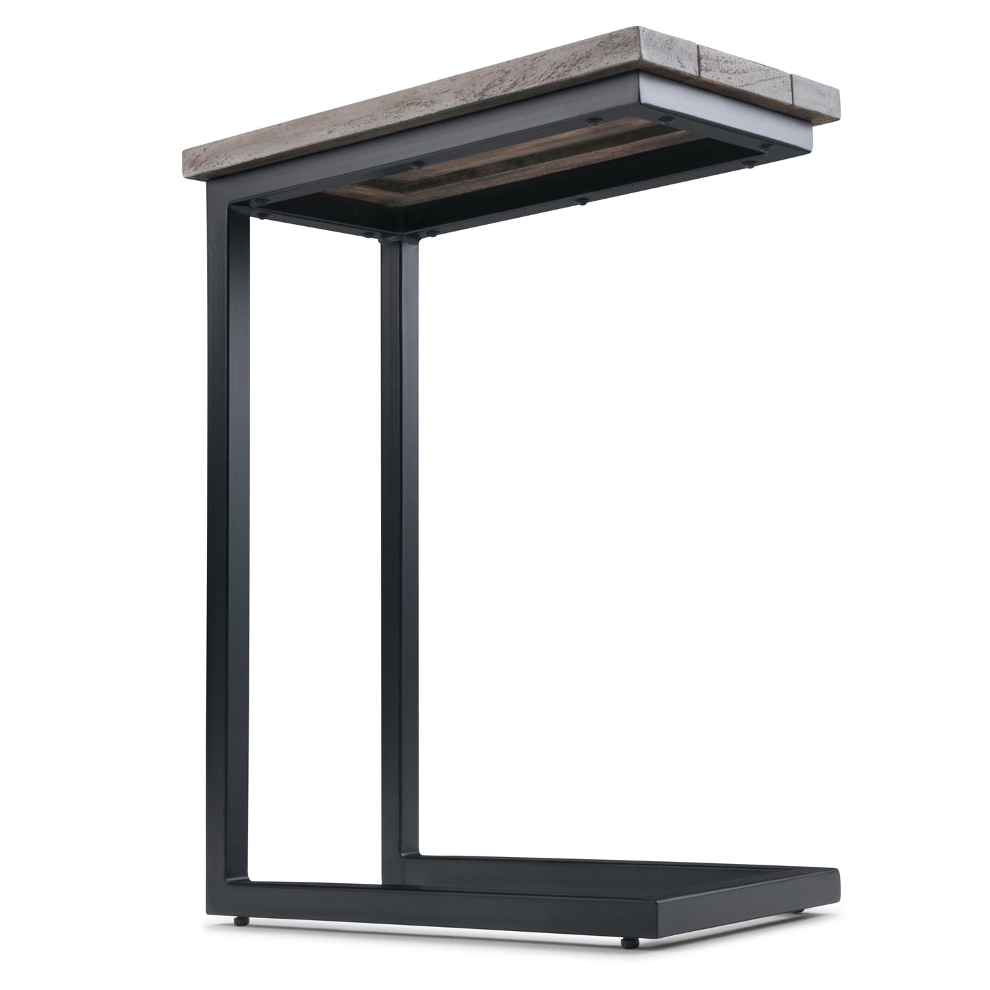 Haloed Side Table with C-Shaped Design and Metal Frame
