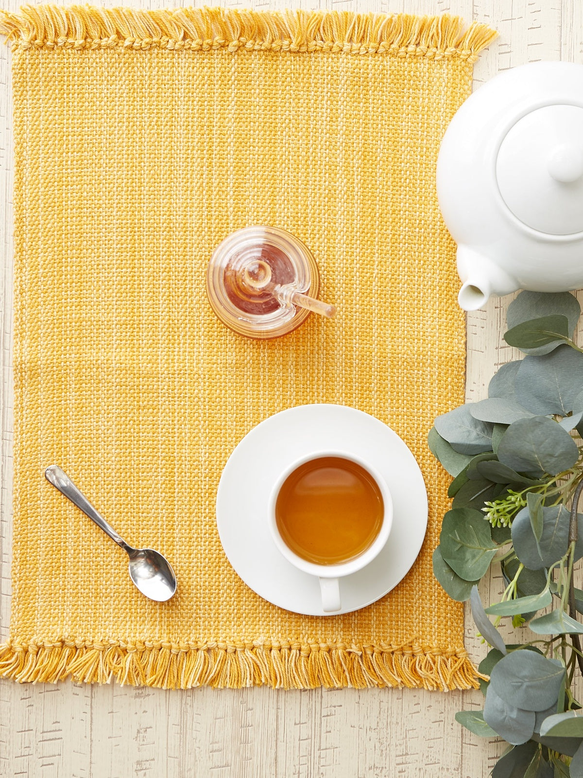 Apricot Variegated Fringe Placemats, Set Of 6