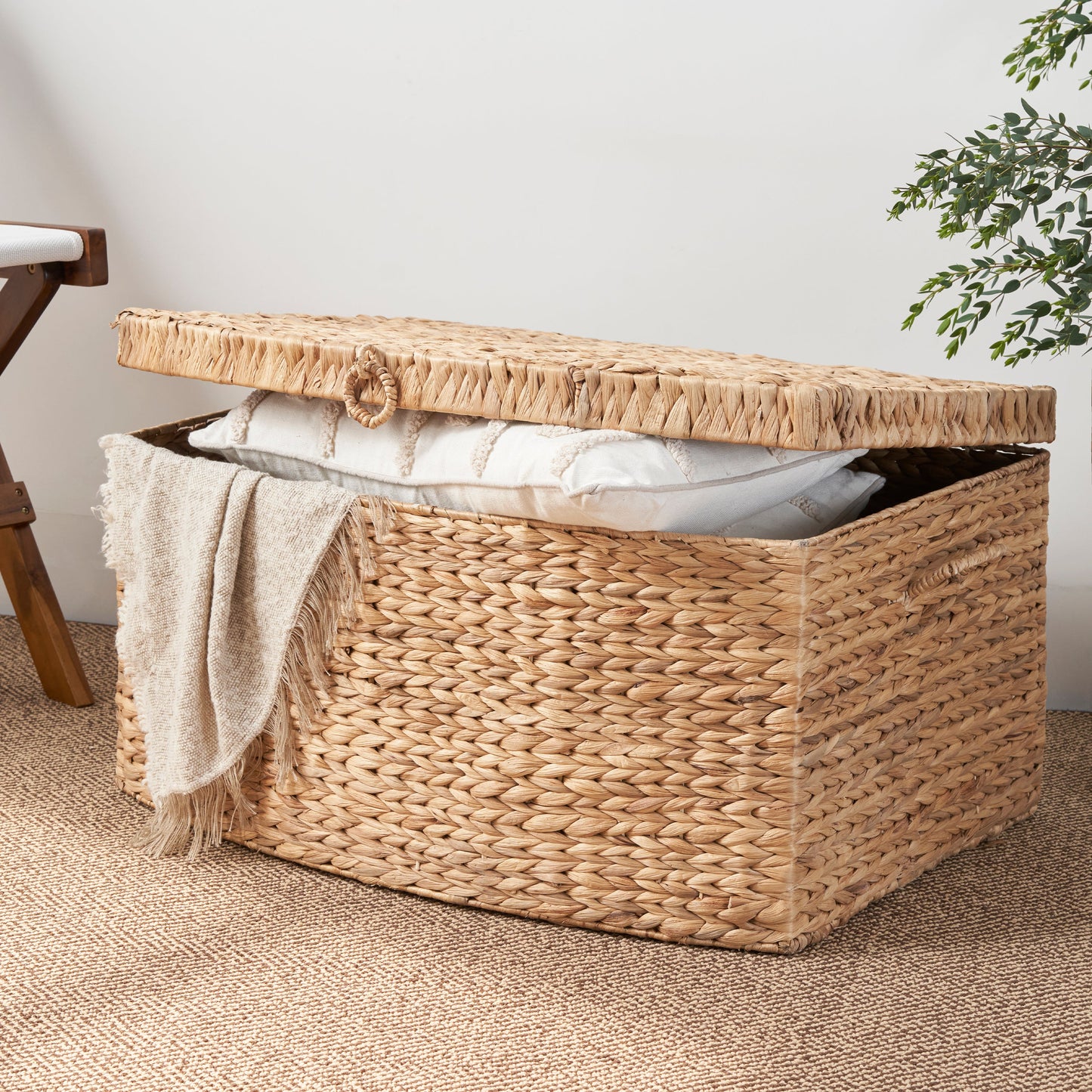 Woven Wicker Storage Basket with Handle