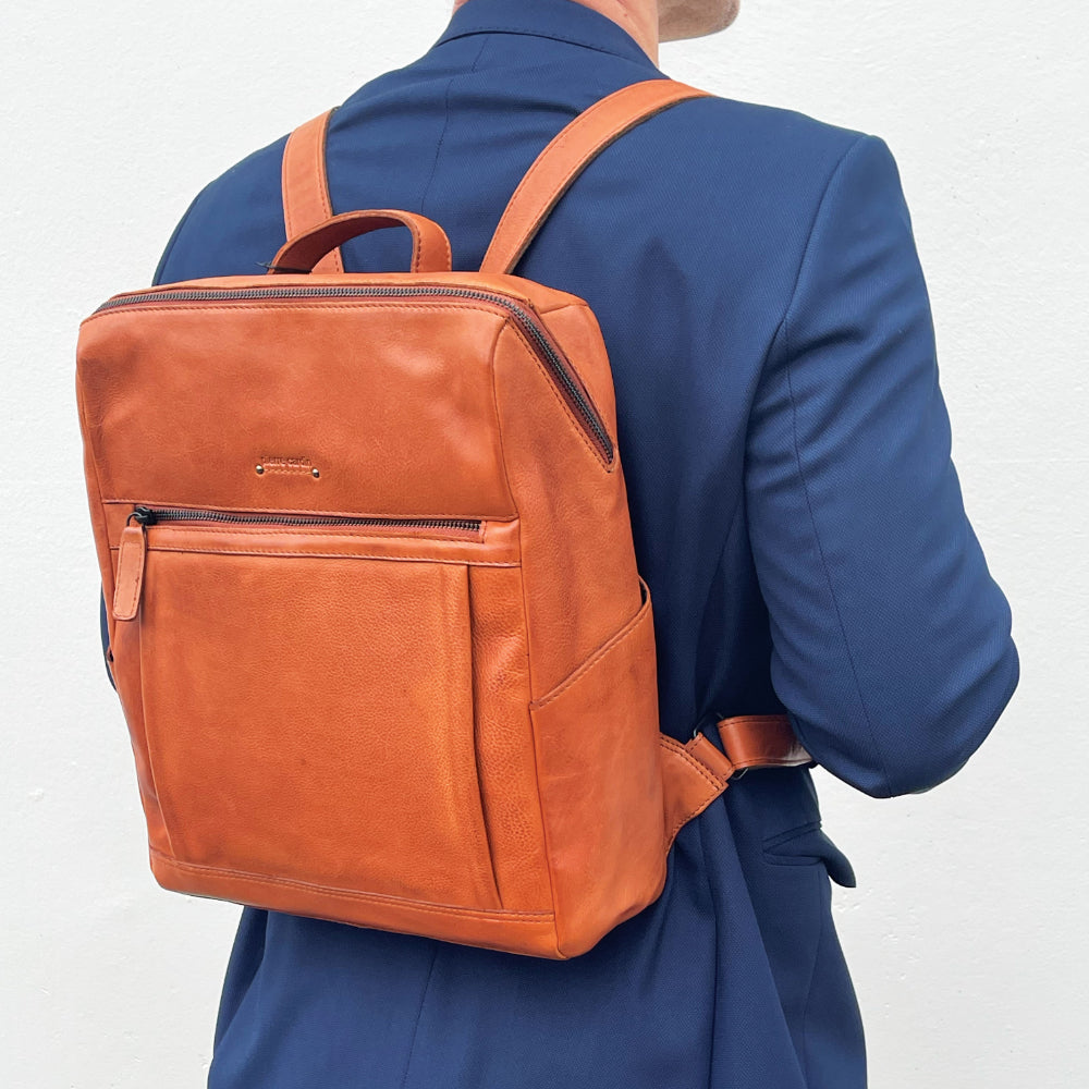 Pierre Cardin Italian Leather 15" Laptop Backpack (Cognac)