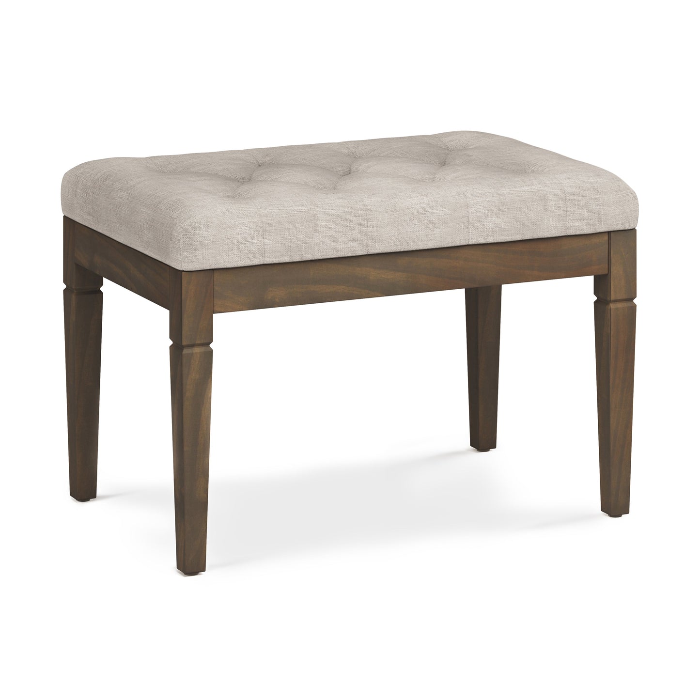 Flourishing Small Upholstered Tufted Ottoman Bench with Carved Legs