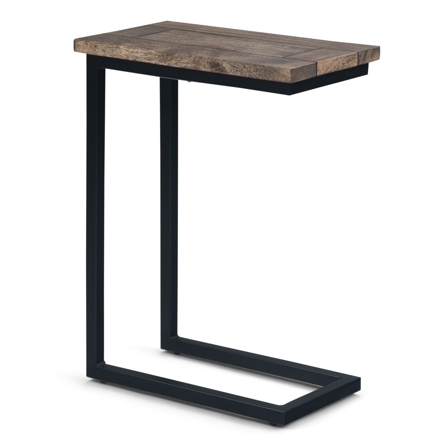 Haloed Side Table with C-Shaped Design and Metal Frame