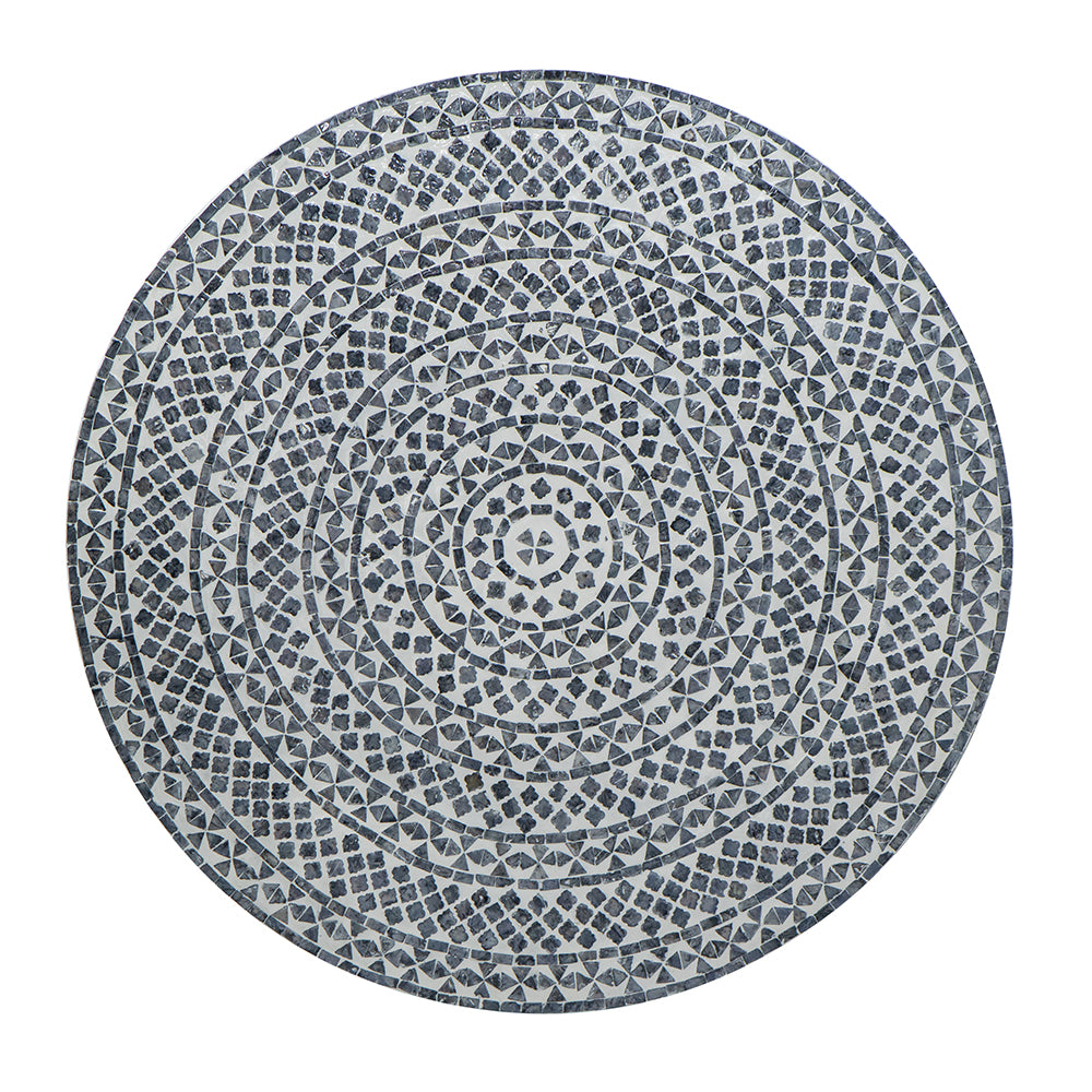 Alacrits Round Coffee Table with Capiz Design and Pedestal Base