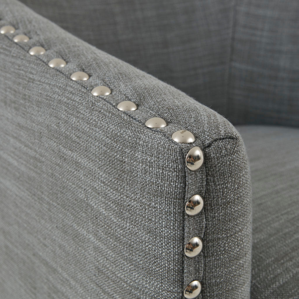 Fantasyy Upholstered Swivel Chair with Nailhead Trim and Curved Design