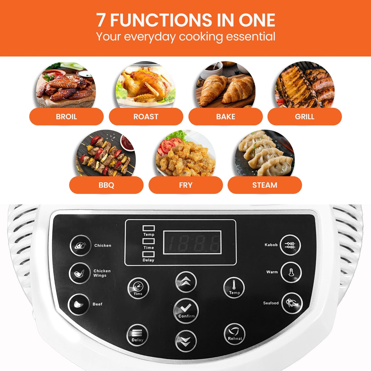 Pronti 17L Digital Convection Oven Broiler Cooker (White)