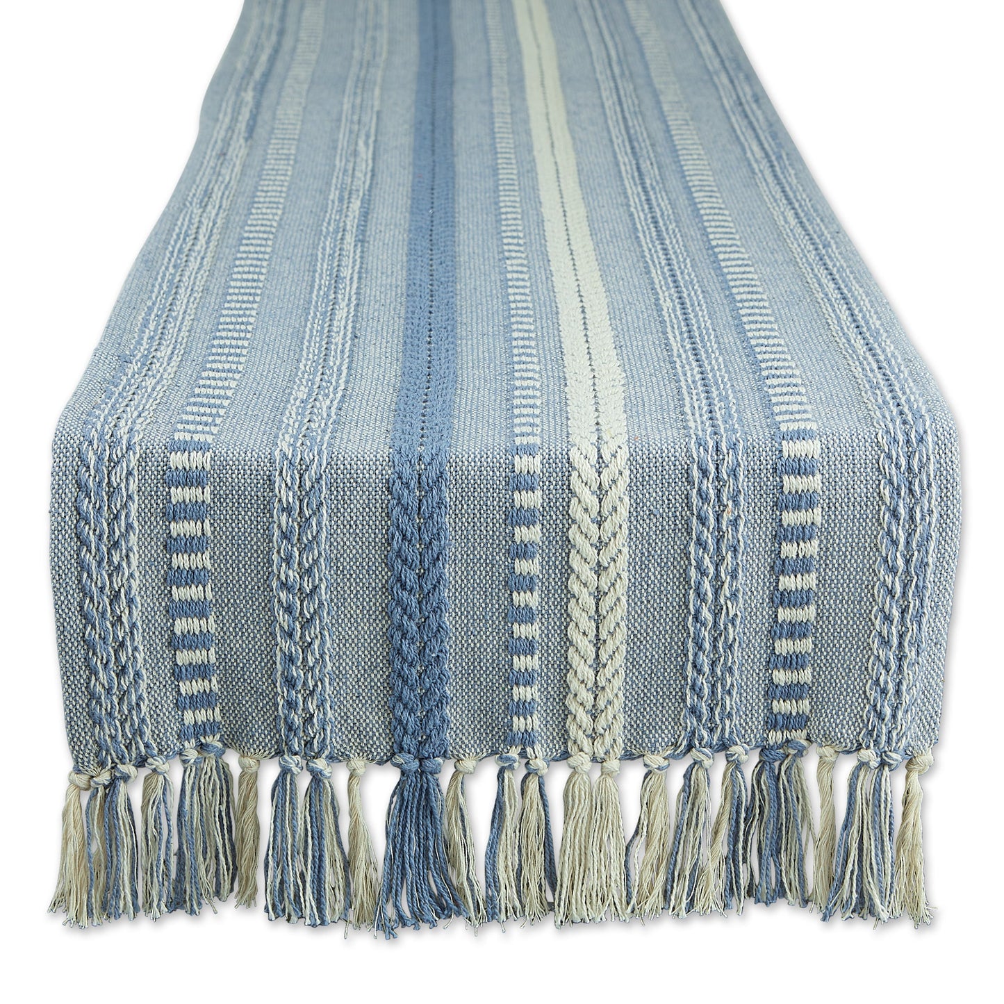 Stonewash Blue Braided Stripe Table Runner 15X108