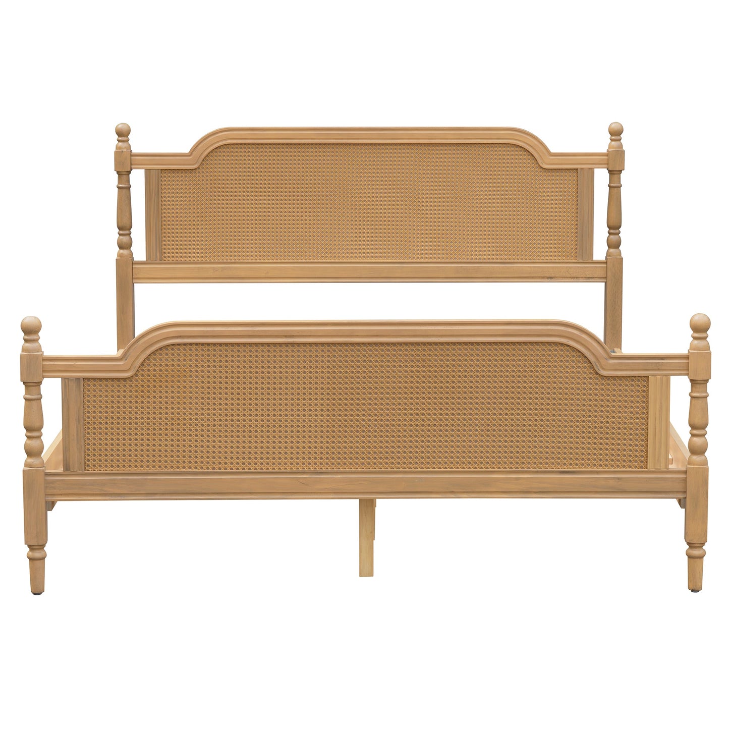 Excelsis Rattan Bed Frame with Fluted Legs, Antique Walnut