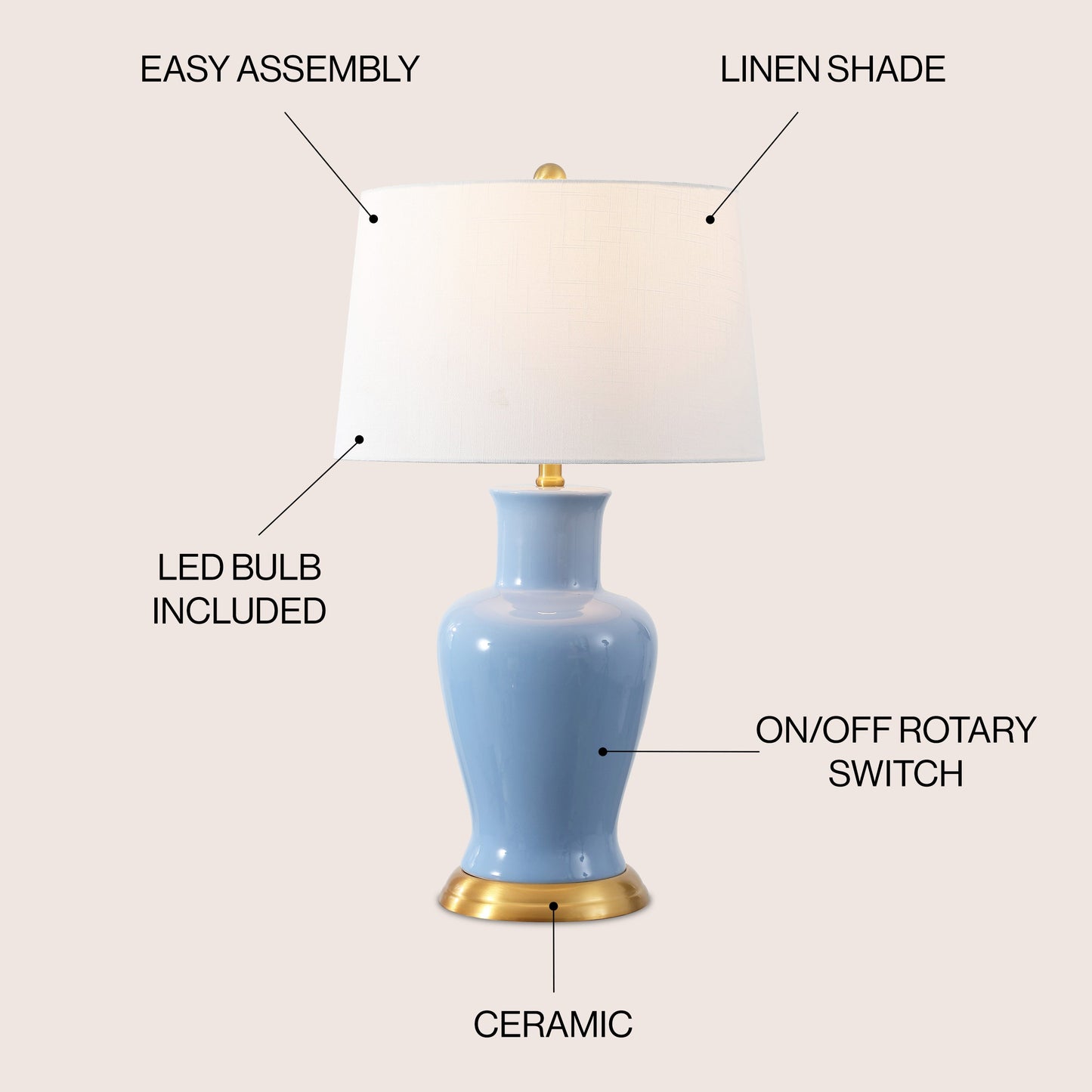 Julian Traditional Classic Ceramic Urn LED Table Lamp