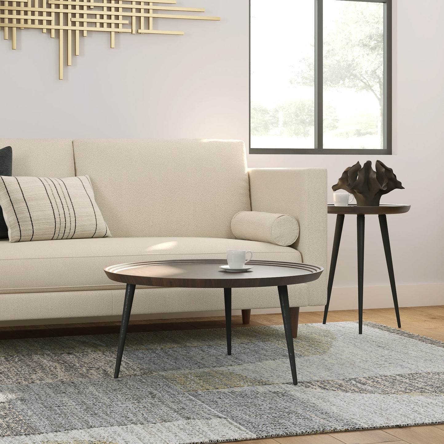 Coffee Table with Round Tray-style Top