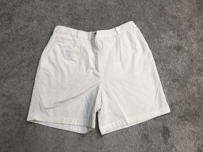 L L Bean Shorts Men 14 White 100% Cotton Straight Chino Short Pocket Lightweight