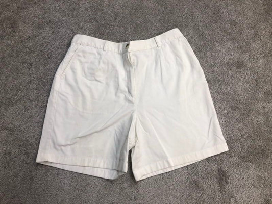 L L Bean Shorts Men 14 White 100% Cotton Straight Chino Short Pocket Lightweight