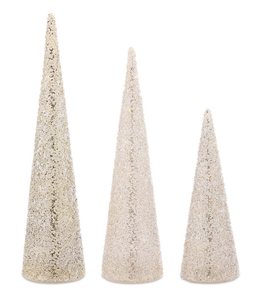 LED Beaded Glass Holiday Tree Decor, Set of 3