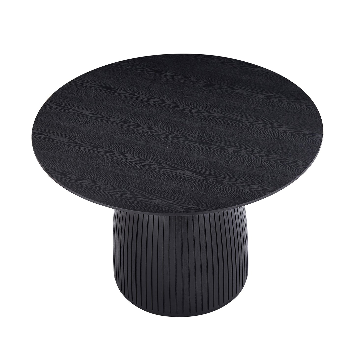47.24" Round Dining Table with Wood Frame and Wave Pattern Base