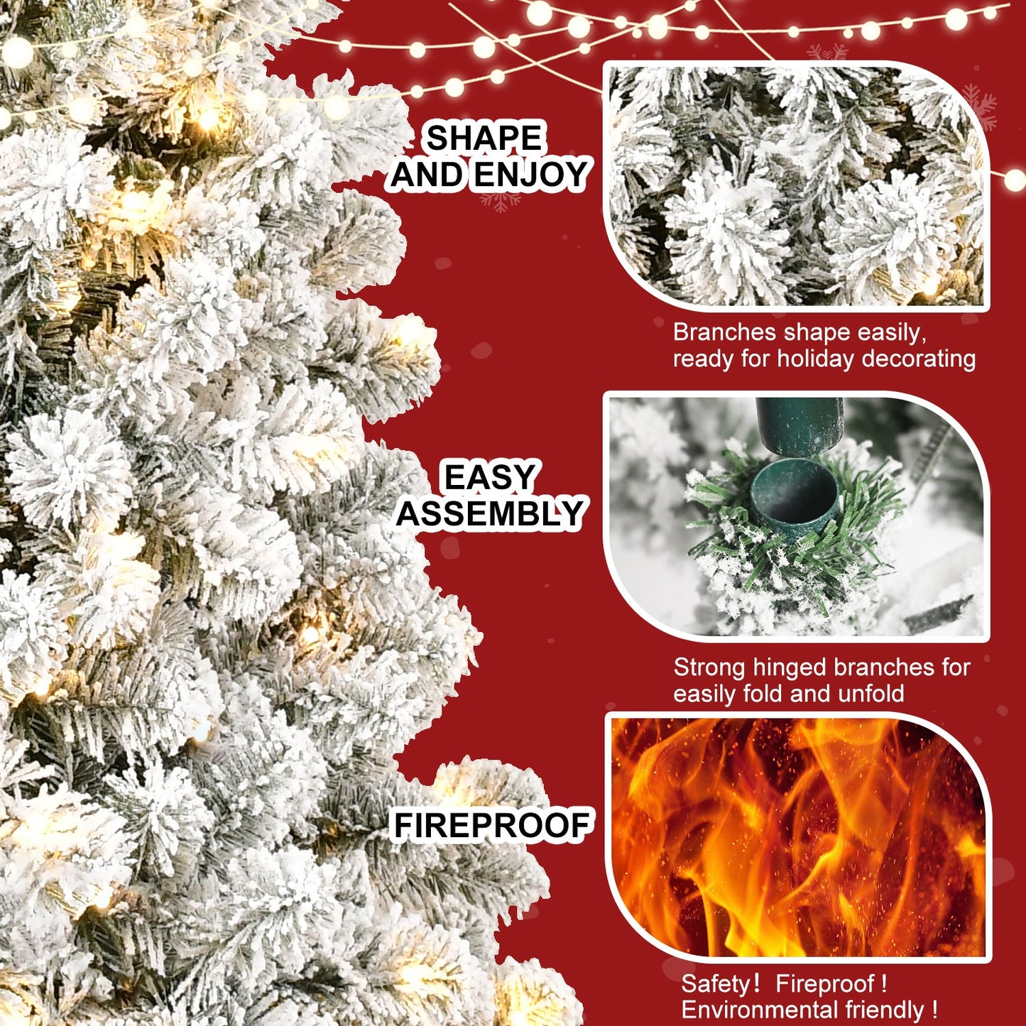 Bilyn 7 ft PVC Memory Wire Christmas Tree with Lights