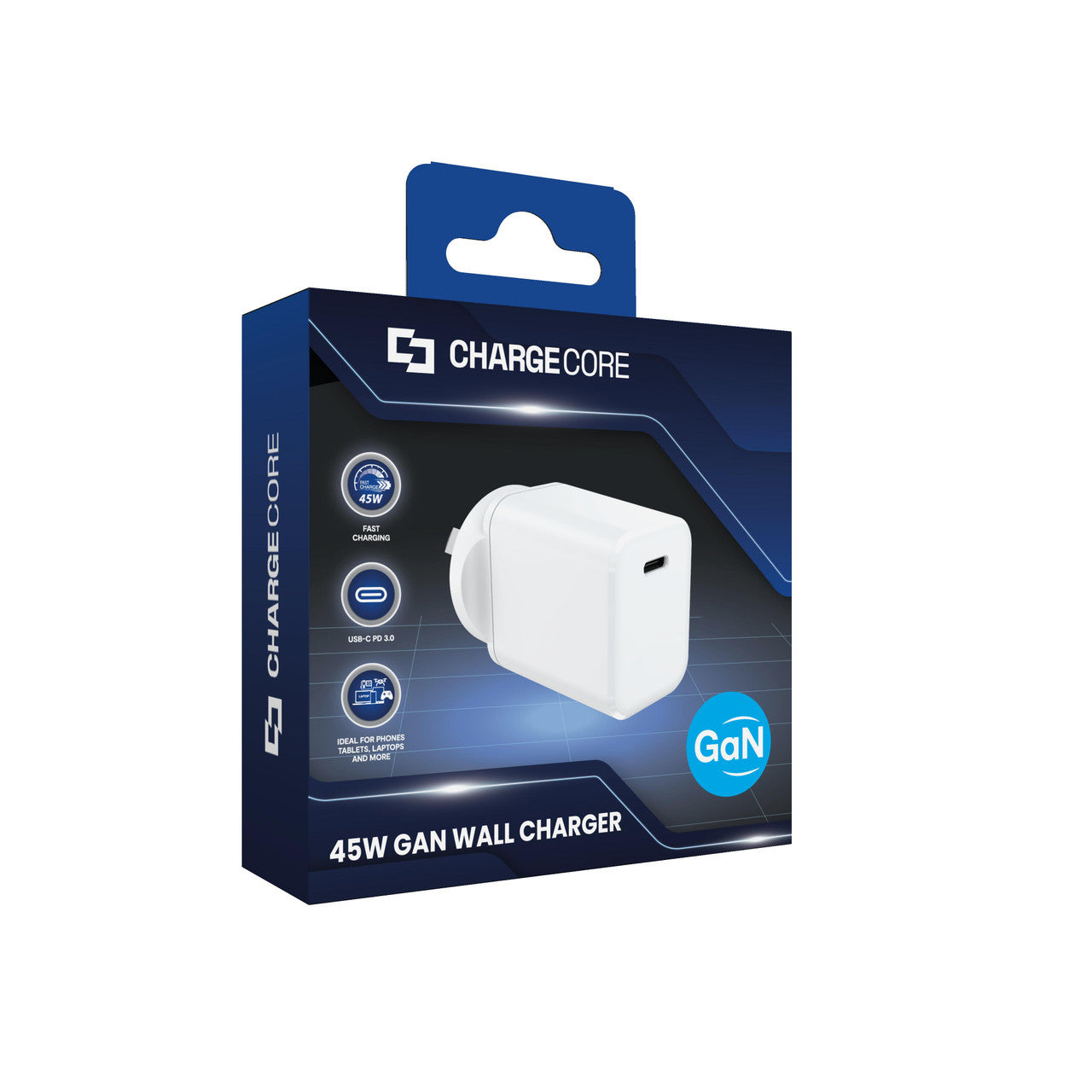 Laser ChargeCore 45W PD GaN Wall Charger (White)