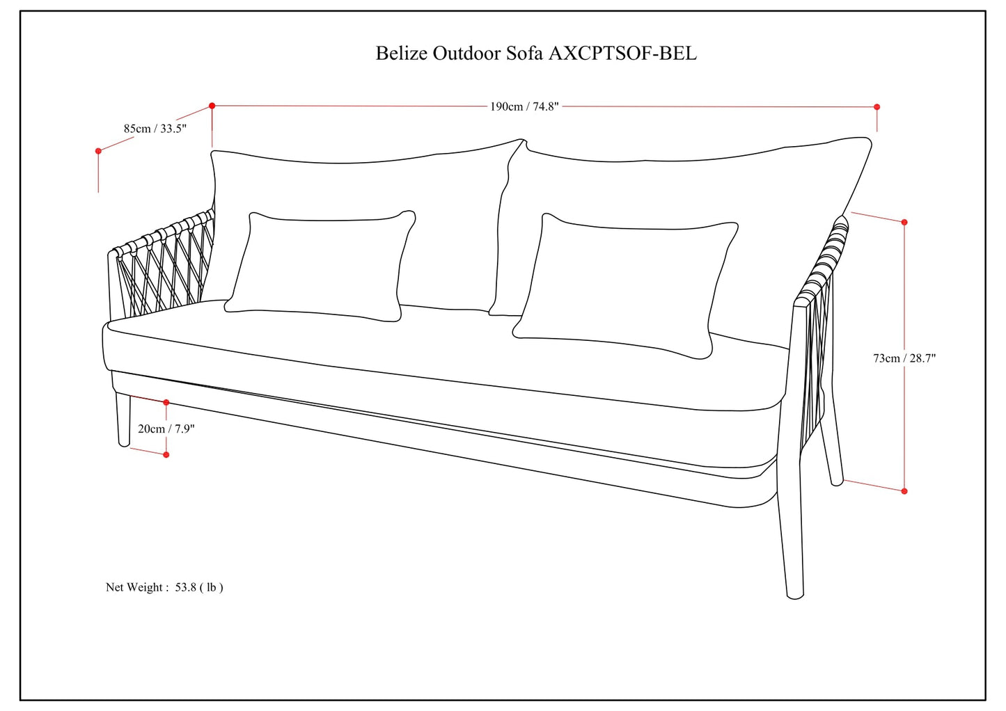 Outdoor Sofa with Aluminum Frame