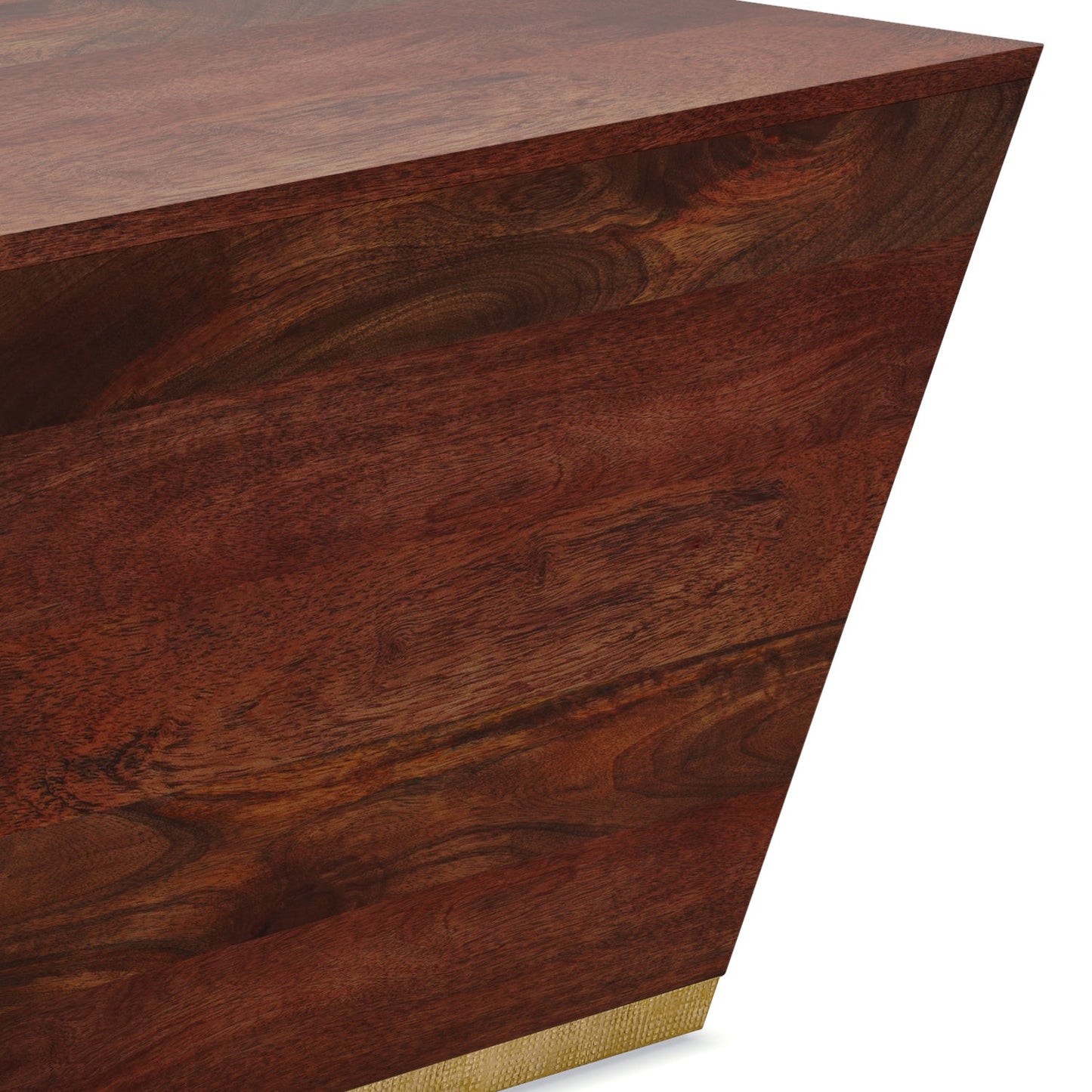Ephemeral Square Coffee Table with Brass Accent Trim Base