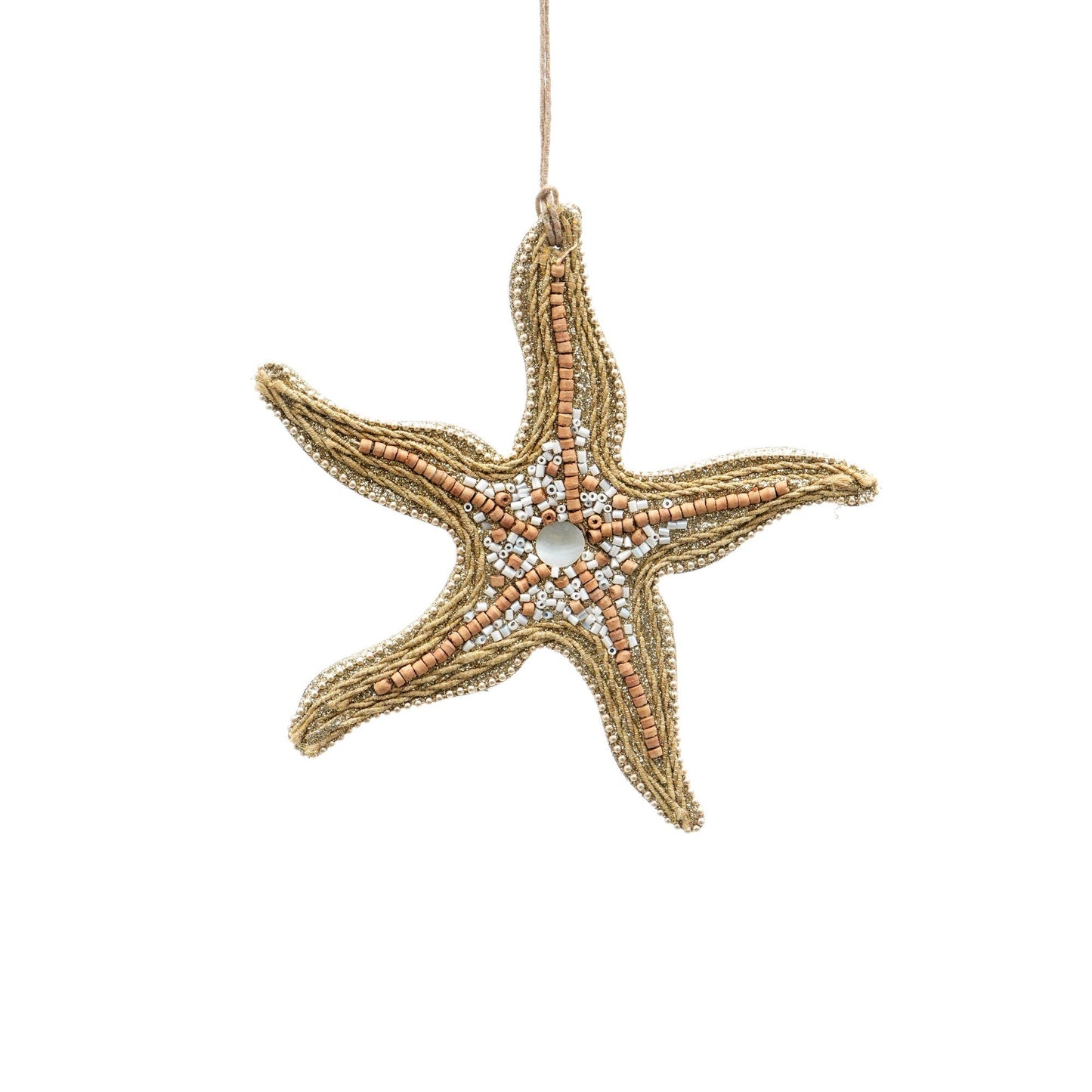 Wooden & Glass Beaded Lac Star Fish Ornament, Set of 6
