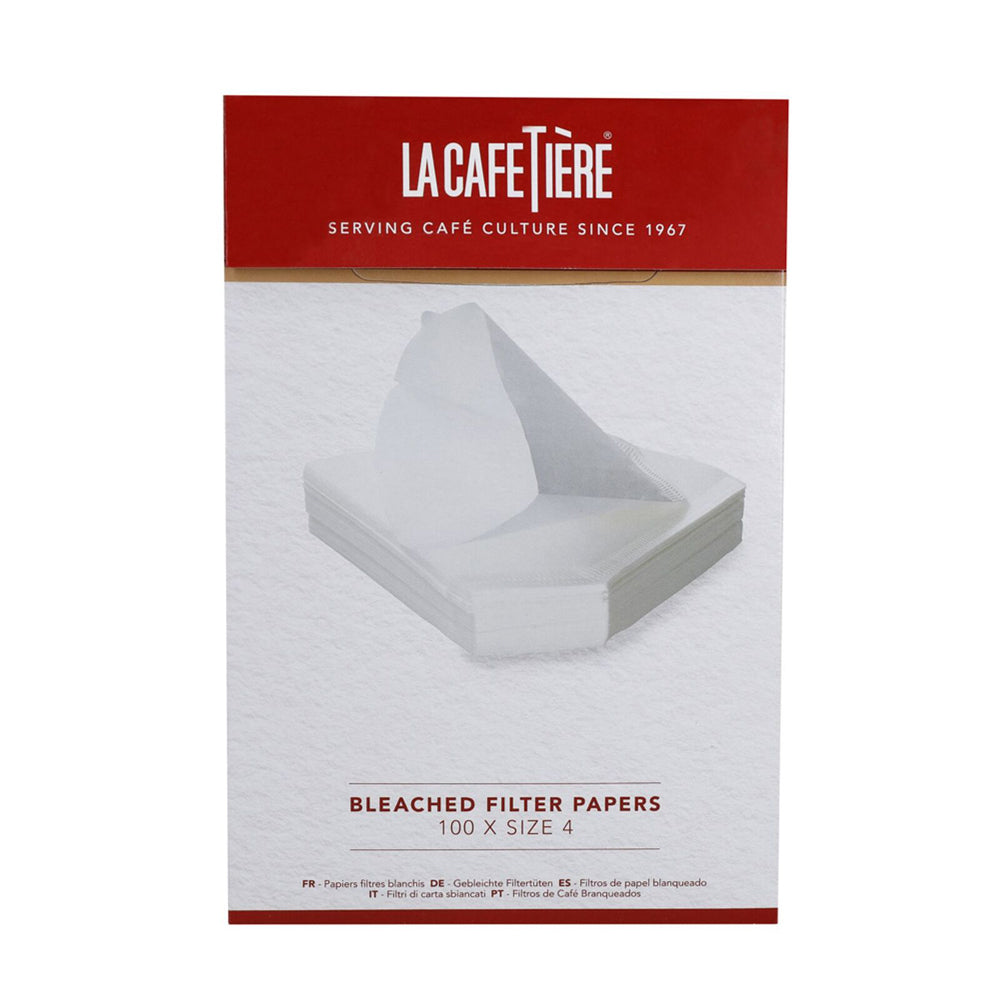 La Cafetiere 100 Pieces 19cm Bleached Coffee Filter Papers Size 4 (White)