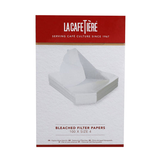 La Cafetiere 100 Pieces 19cm Bleached Coffee Filter Papers Size 4 (White)