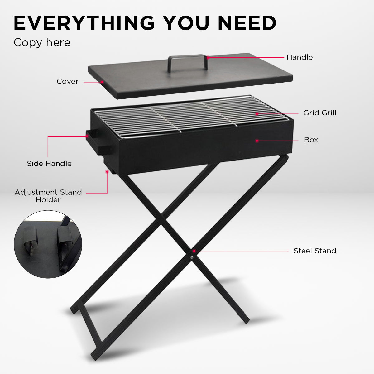 Wallaroo Adjustable Height Charcoal BBQ Grill