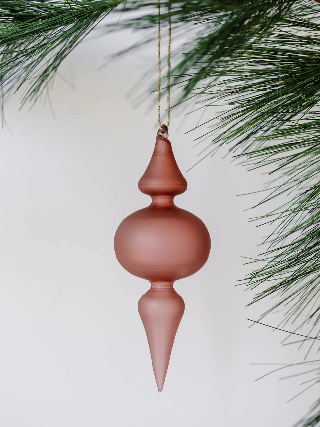 Vintage Rose & Bordeaux Glass Finial Ornament, Set of 4