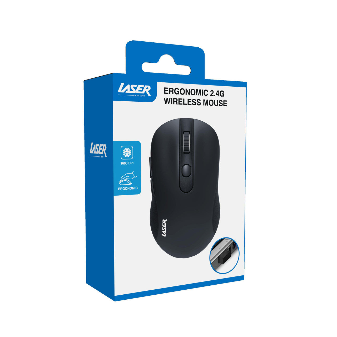 Laser Ergonomic Wireless Mouse for PC and Mac (Black)