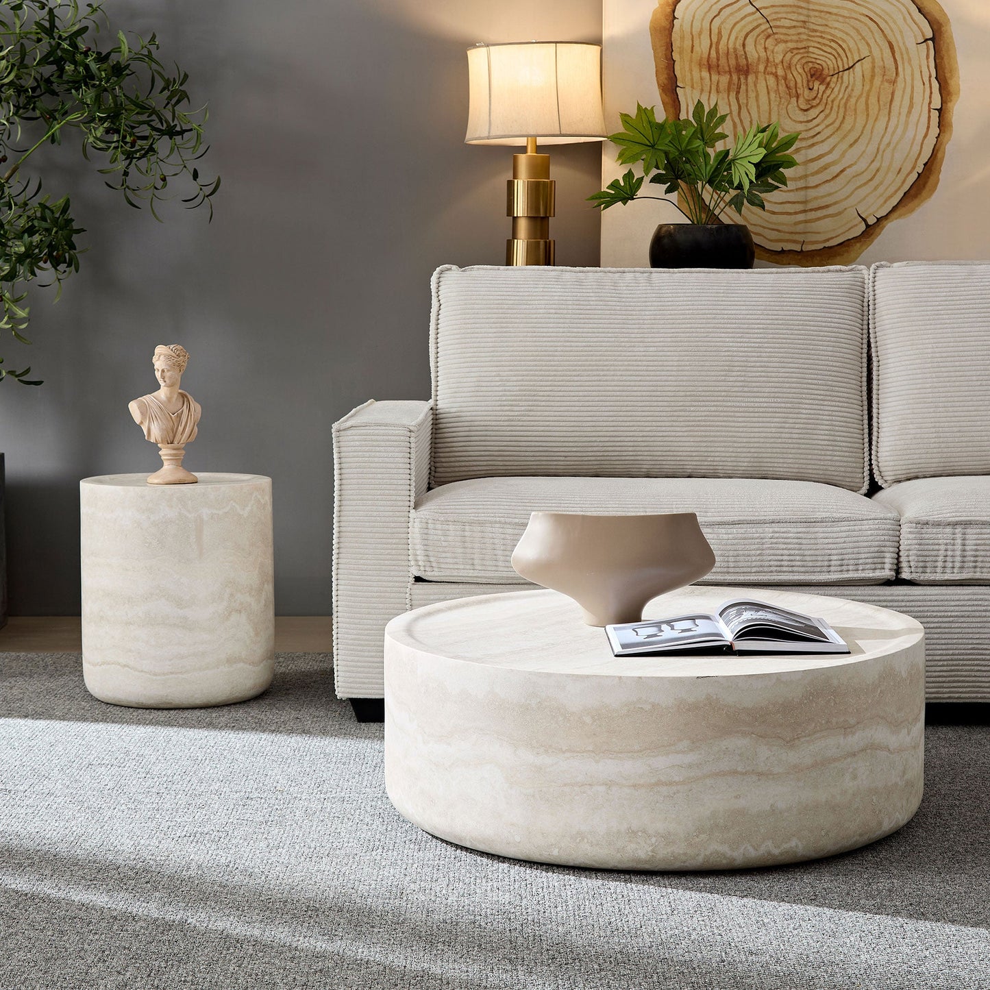 Willowed 2-Piece Coffee Table Set with Round Tabletop