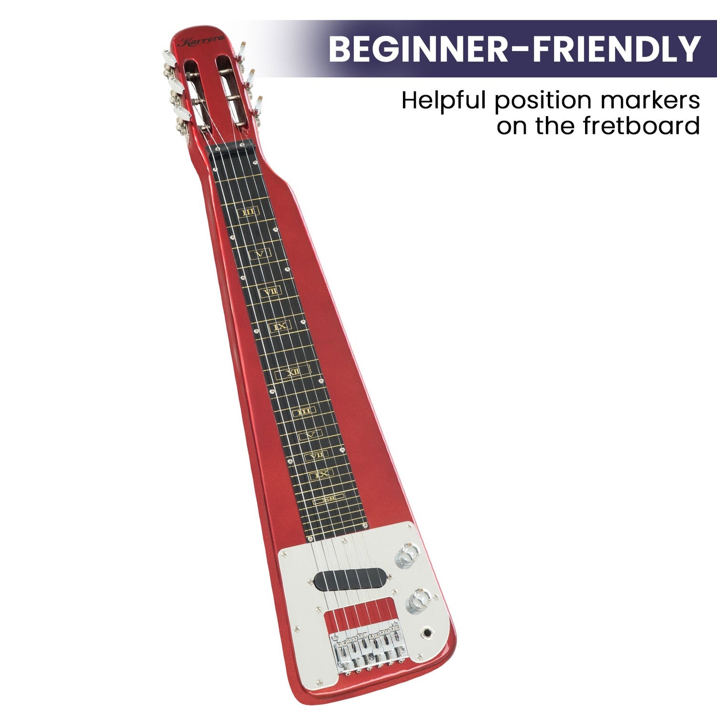 Karrera 29in 6-String Lap Steel Hawaiian Guitar (Metallic Red)