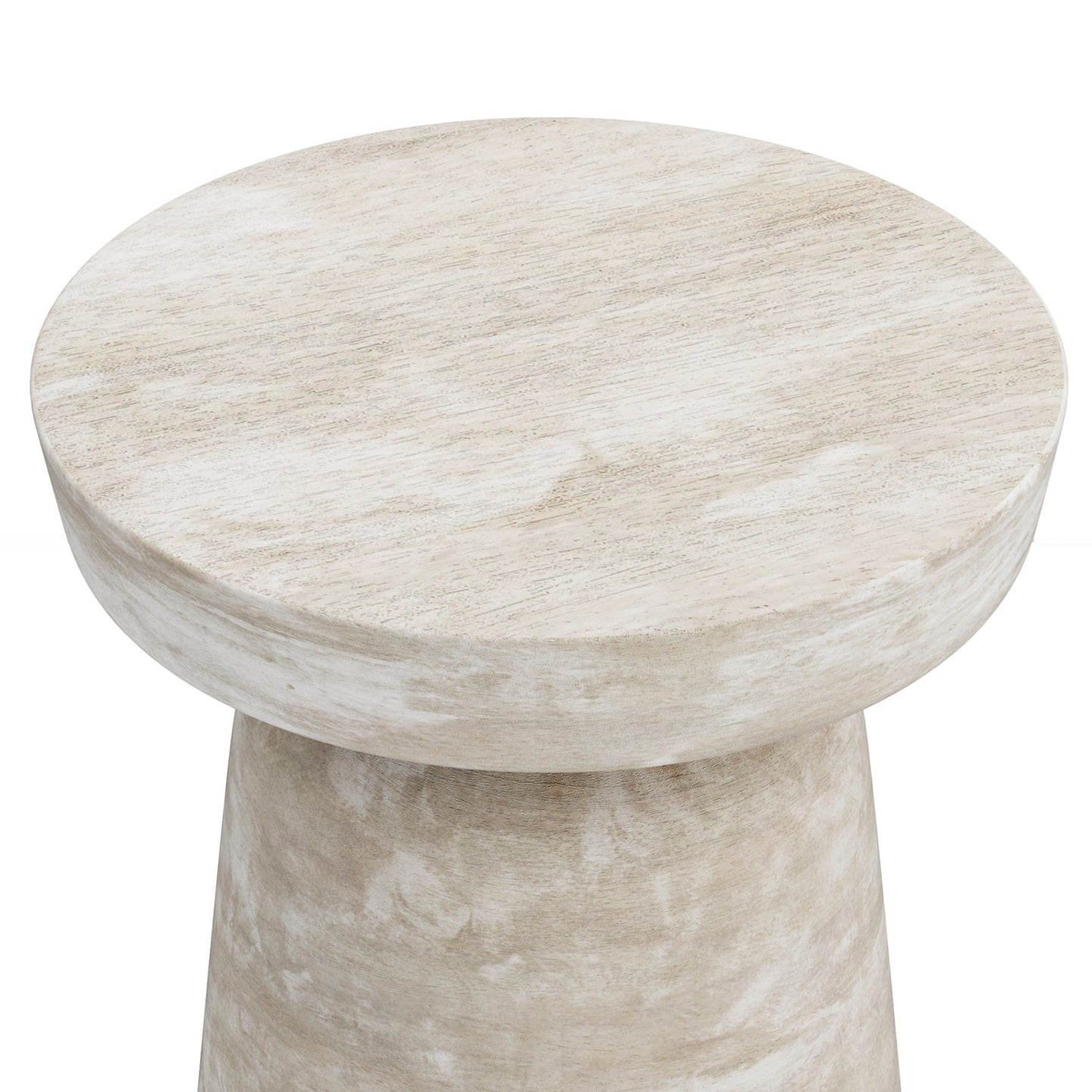Xylophone Wooden Accent Table with Sculptural Design and Round Top