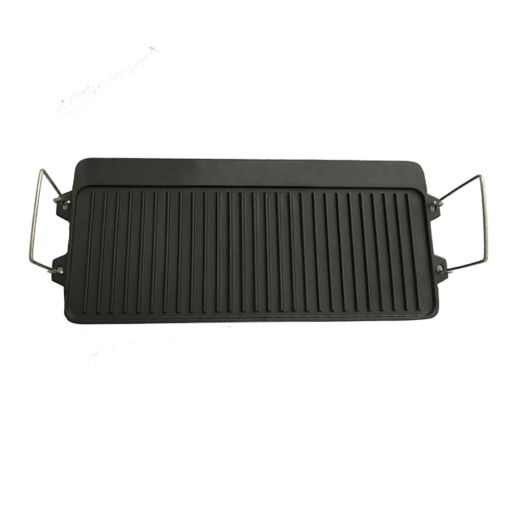 Wildtrak Reversible Cast Iron 40cm BBQ Griddle Plate for 2-Burner Stove (Black)