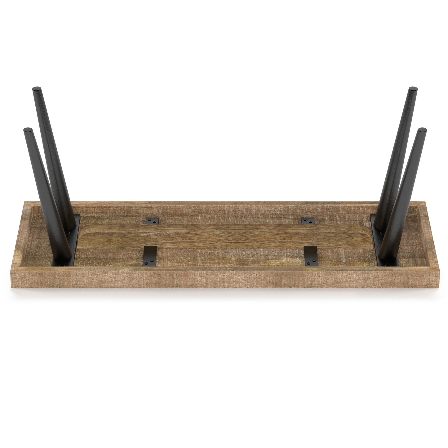 Wood Bench with Tapered Powder-Coated Metal Legs