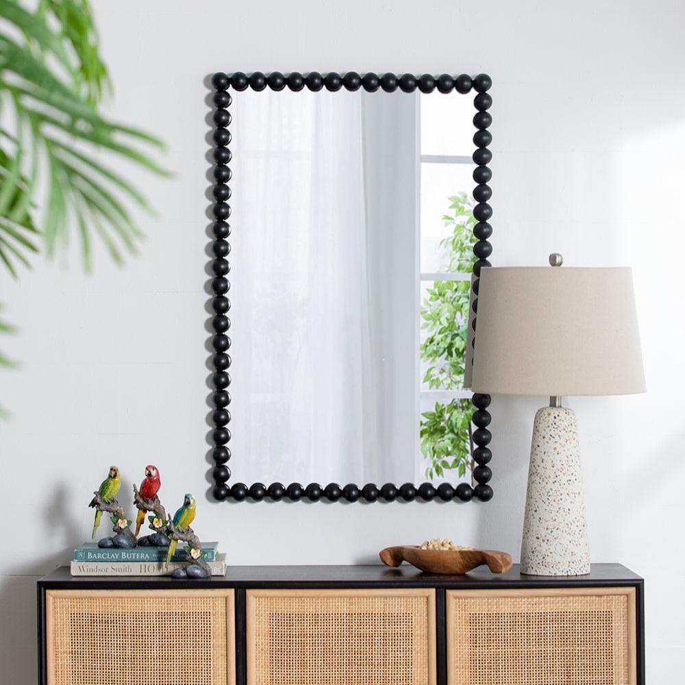 Rectangular Mirror with Metal Beaded Design