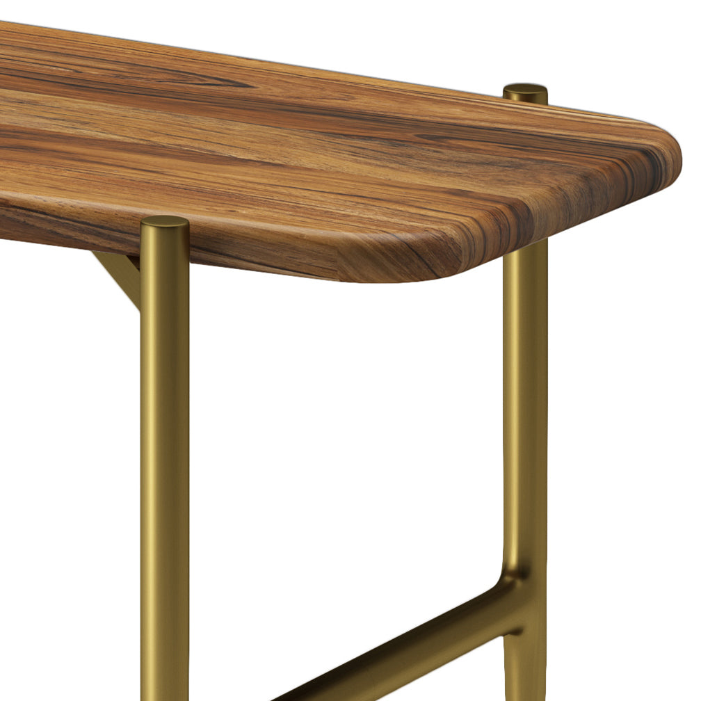 Bench with Lacquered Top and Metal Tapered Legs