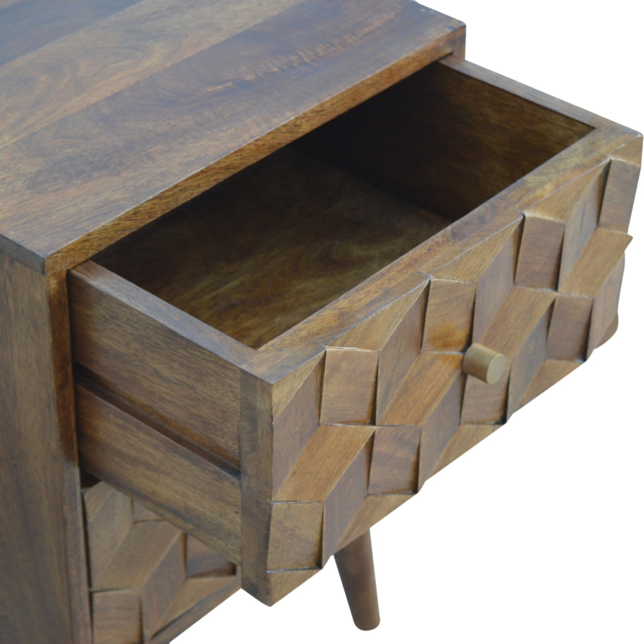 Cube Carved Bedside with 2 Drawers
