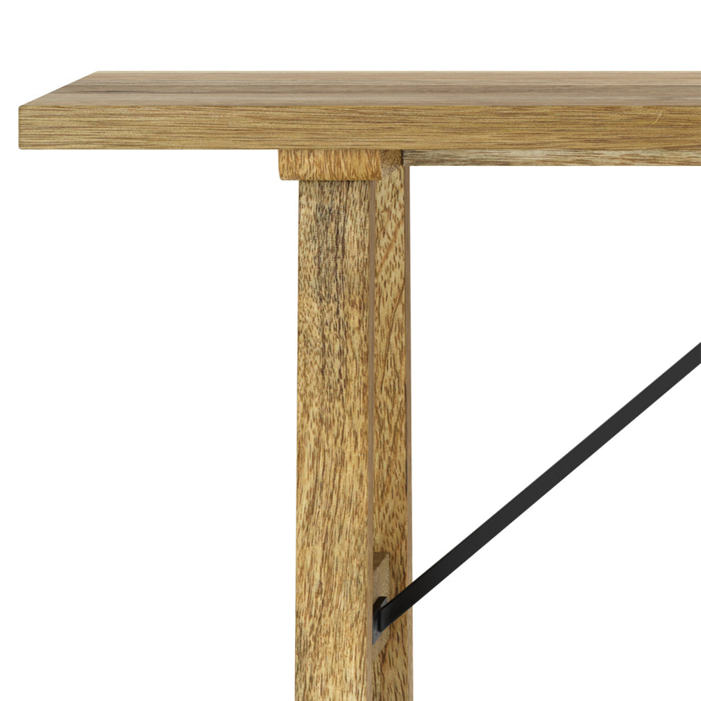 Wooden Bench with Metal Trestle Style Support