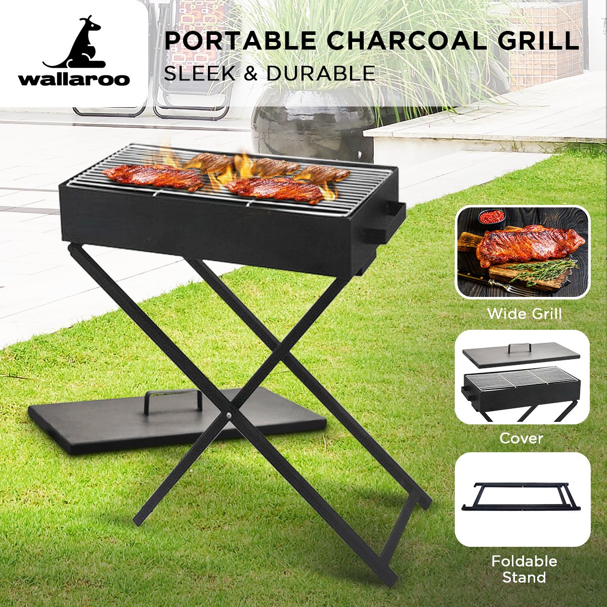 Wallaroo Adjustable Height Charcoal BBQ Grill