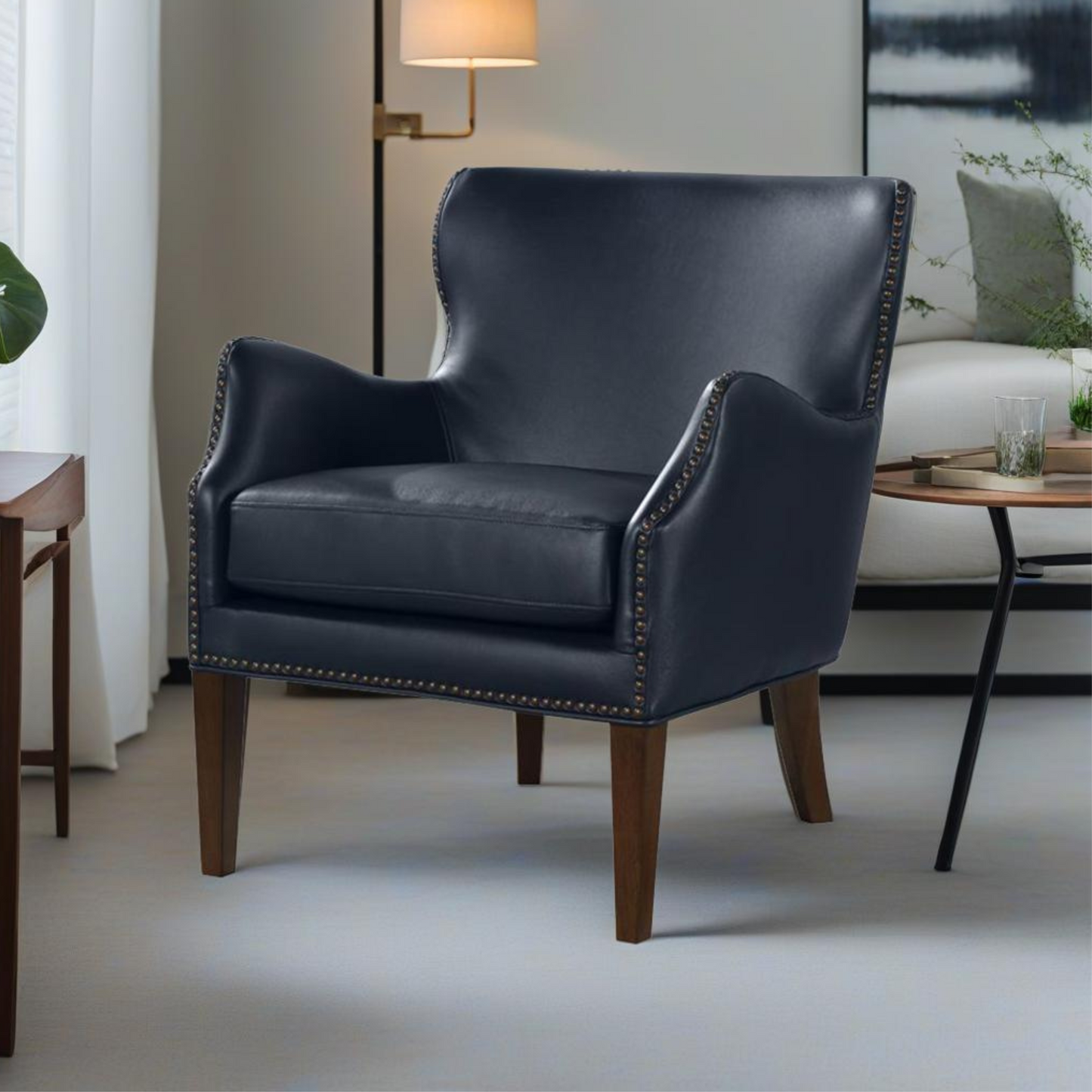 Erythrite Upholstered Accent Chair with Nailhead Trim and Removable Cushion