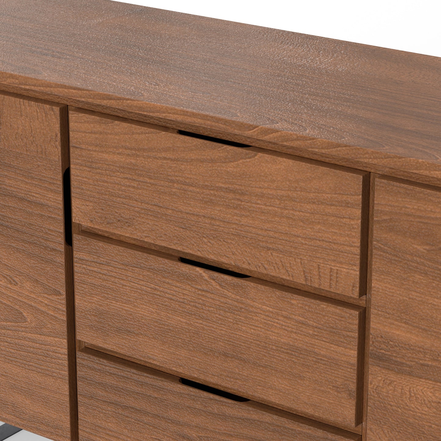 Peak 2-Door Buffet Cabinet with 3 Drawers and Metal Angled Legs