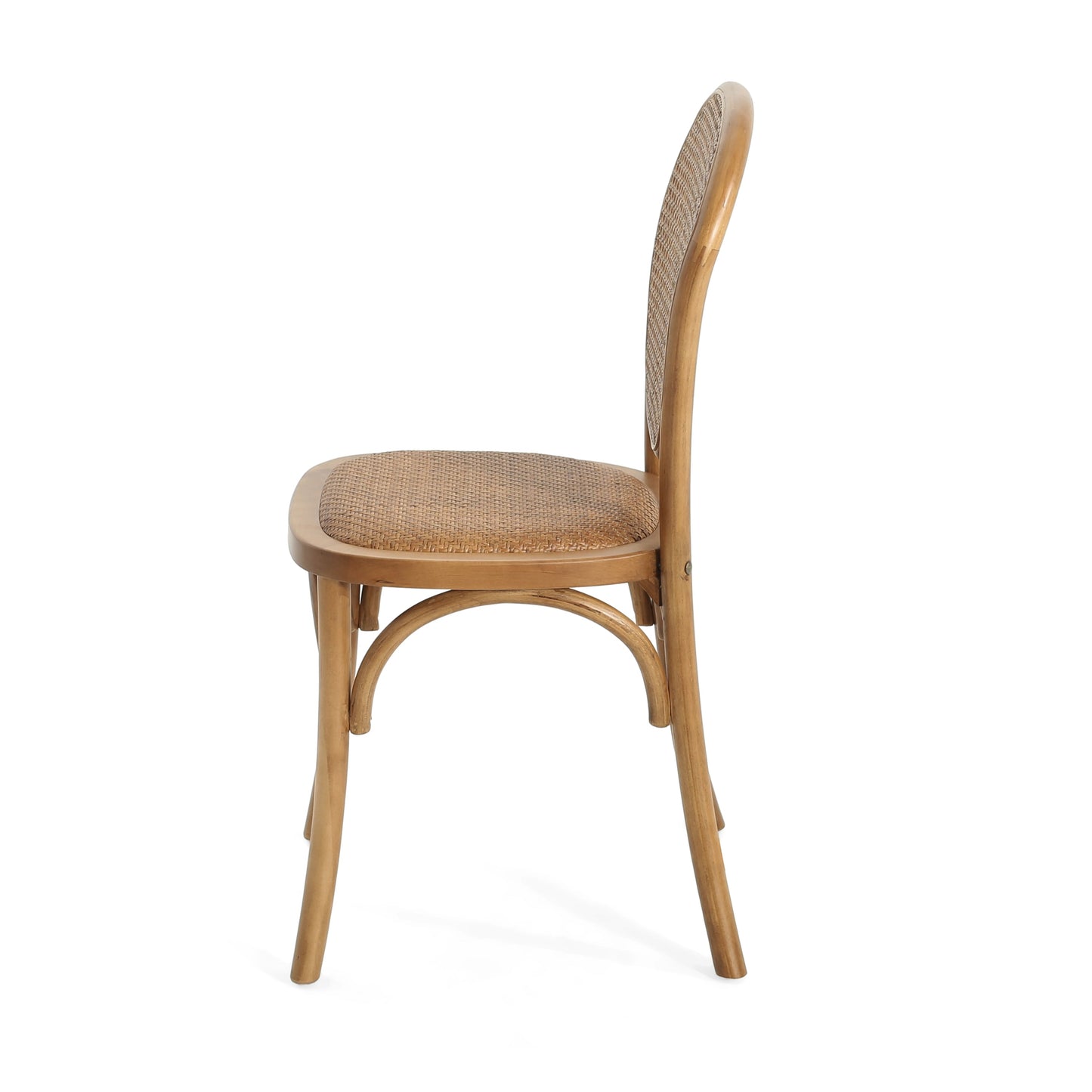 Qyros Dining Chair with Round Backrest and Curved Legs, Set of 2