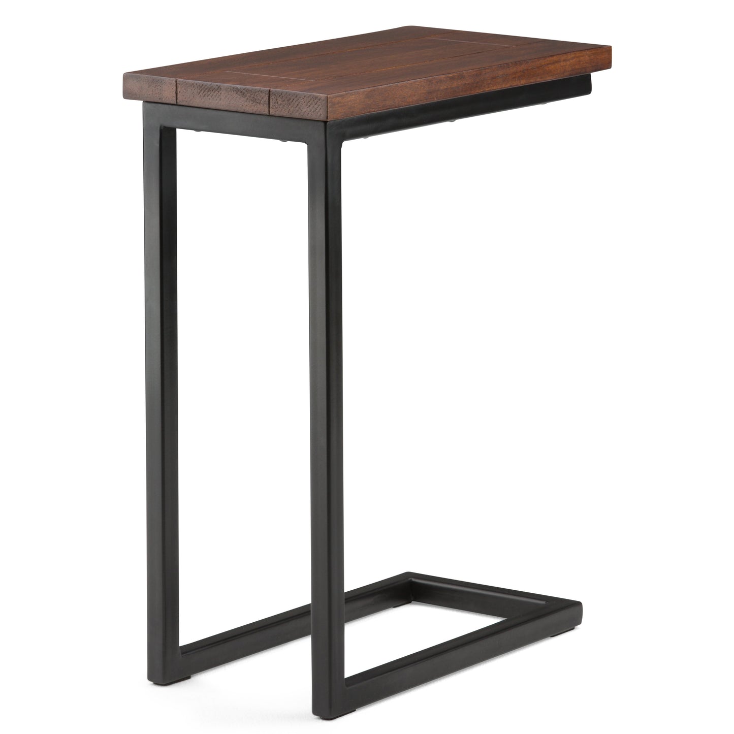 Haloed Side Table with C-Shaped Design and Metal Frame