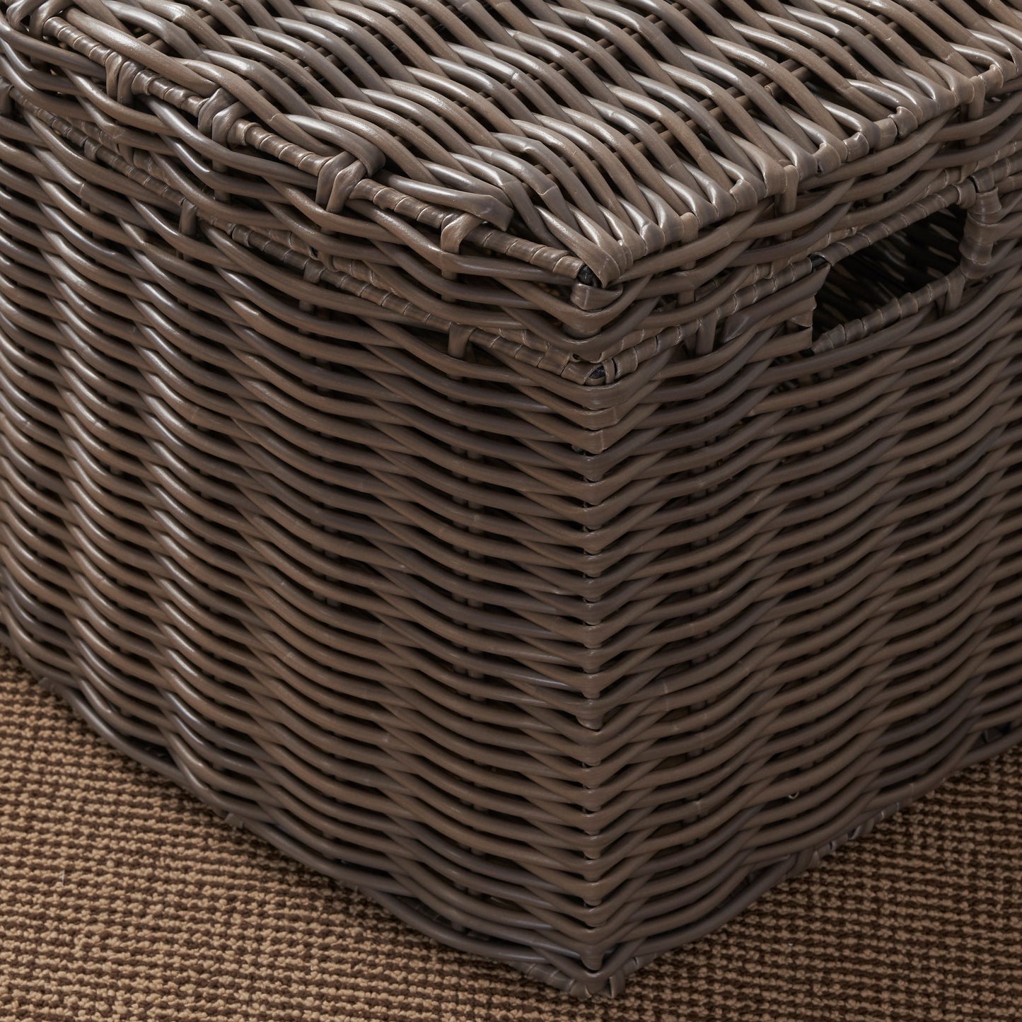 Rectangular Woven Wicker Storage Basket with Handles