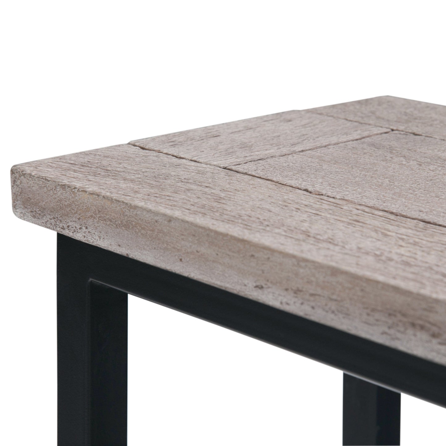 Haloed Side Table with C-Shaped Design and Metal Frame